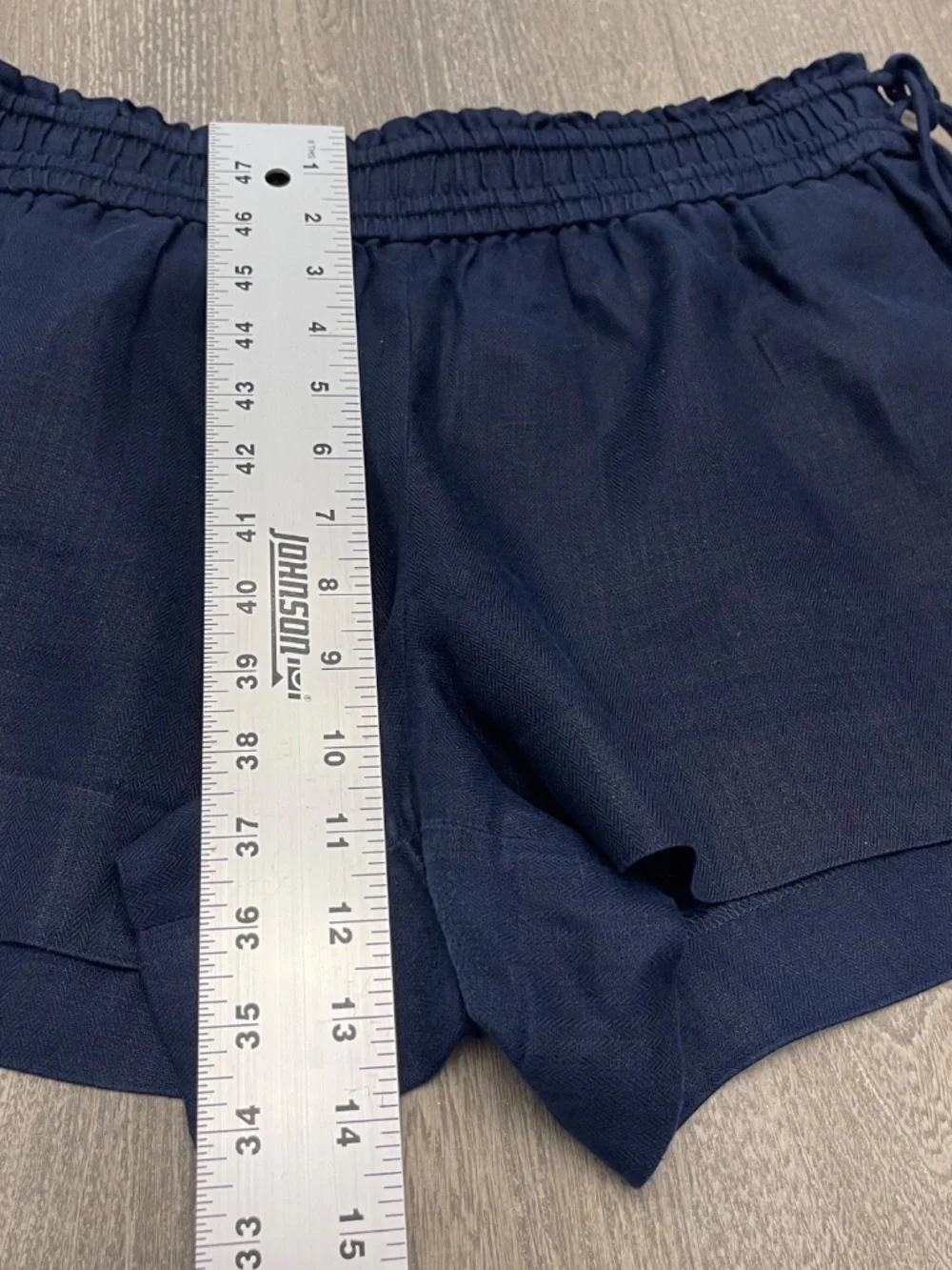 J Crew Linen Shorts Women's Size M Navy Blue Pockets Elastic Waist 3